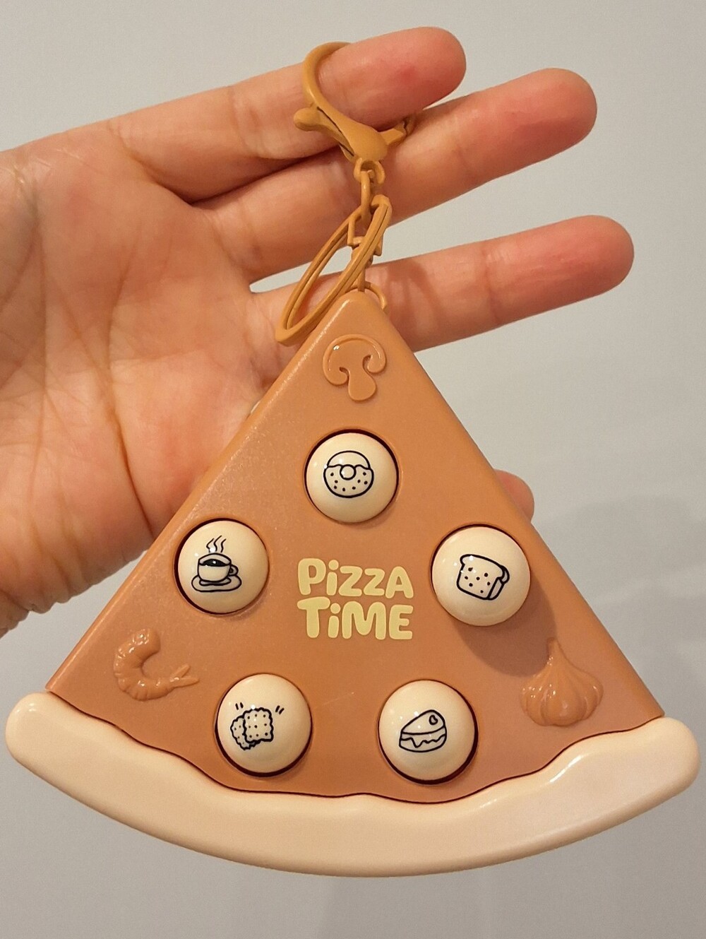 Pizza Slice Push Pop Fidget Keychain Sensory Toy Bag Charm Key Ring, NEW